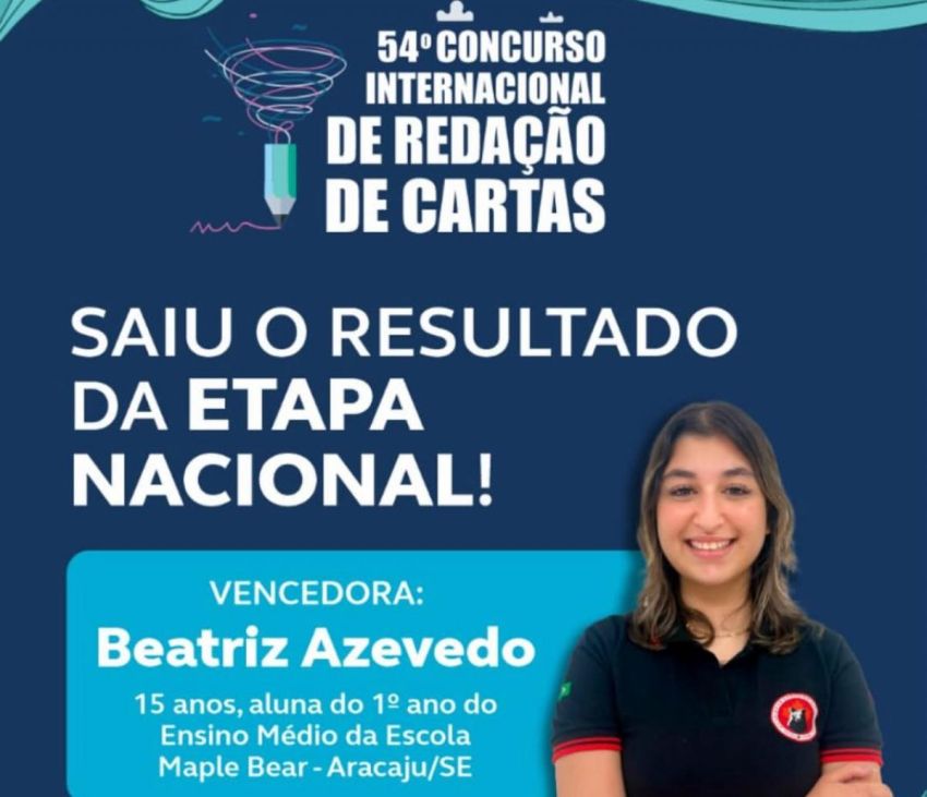 Estudante sergipana vence etapa nacional 54º Concurso Internacional de Cartas dos Correios