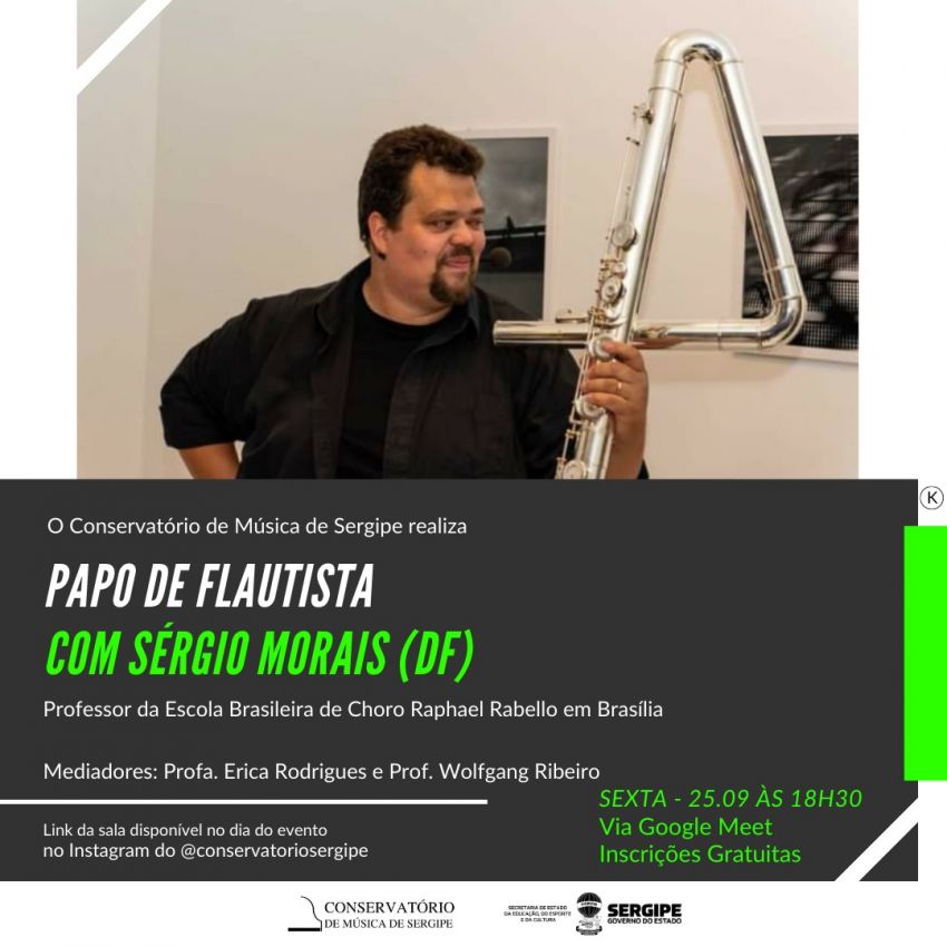 Conservatório de Música promove live 'Papo de Flaustista' com o músico Sérgio Morais