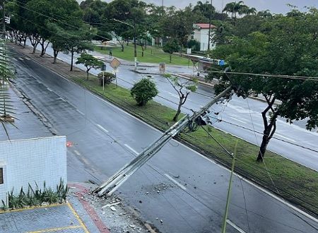 Ônibus colide com poste e trânsito é alterado no bairro Jardins