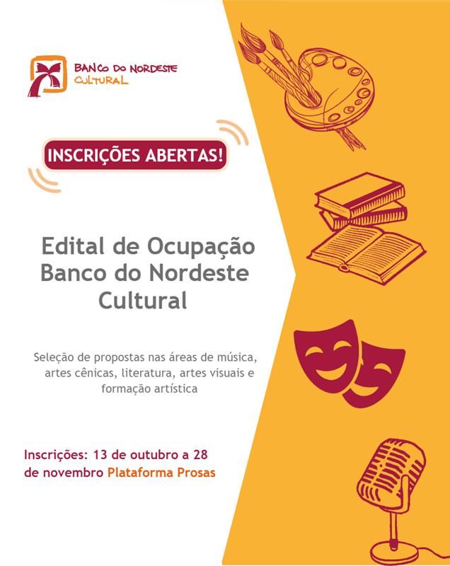 Artistas sergipanos podem se inscrever no Edital de Ocupação Artística do BNB