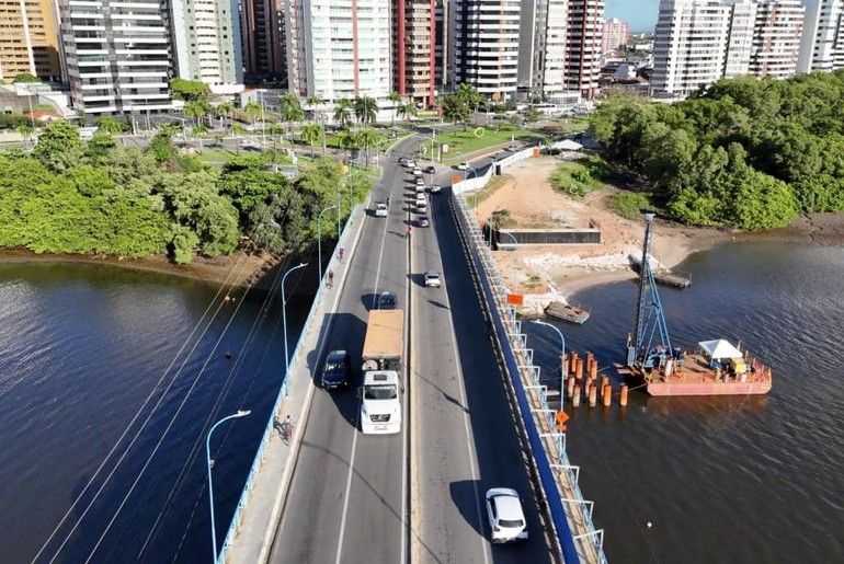 Obras de duplicação da ponte Godofredo Diniz alteram trânsito nesta segunda-feira