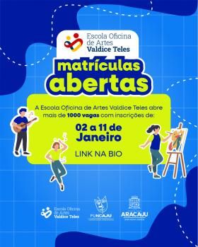 Escola Valdice Teles abre inscrições para mais de mil vagas em oficinas no primeiro semestre de 2026
