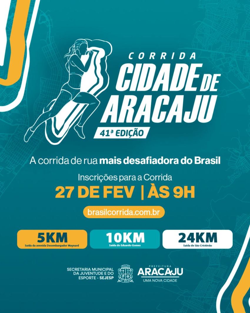 Inscrições para a Corrida Cidade de Aracaju abrem nesta sexta-feira, 27 para 12 mil atletas